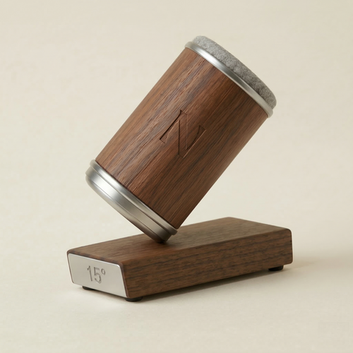 Rollschleifer mit Holzgehäuse auf dem Halteblock