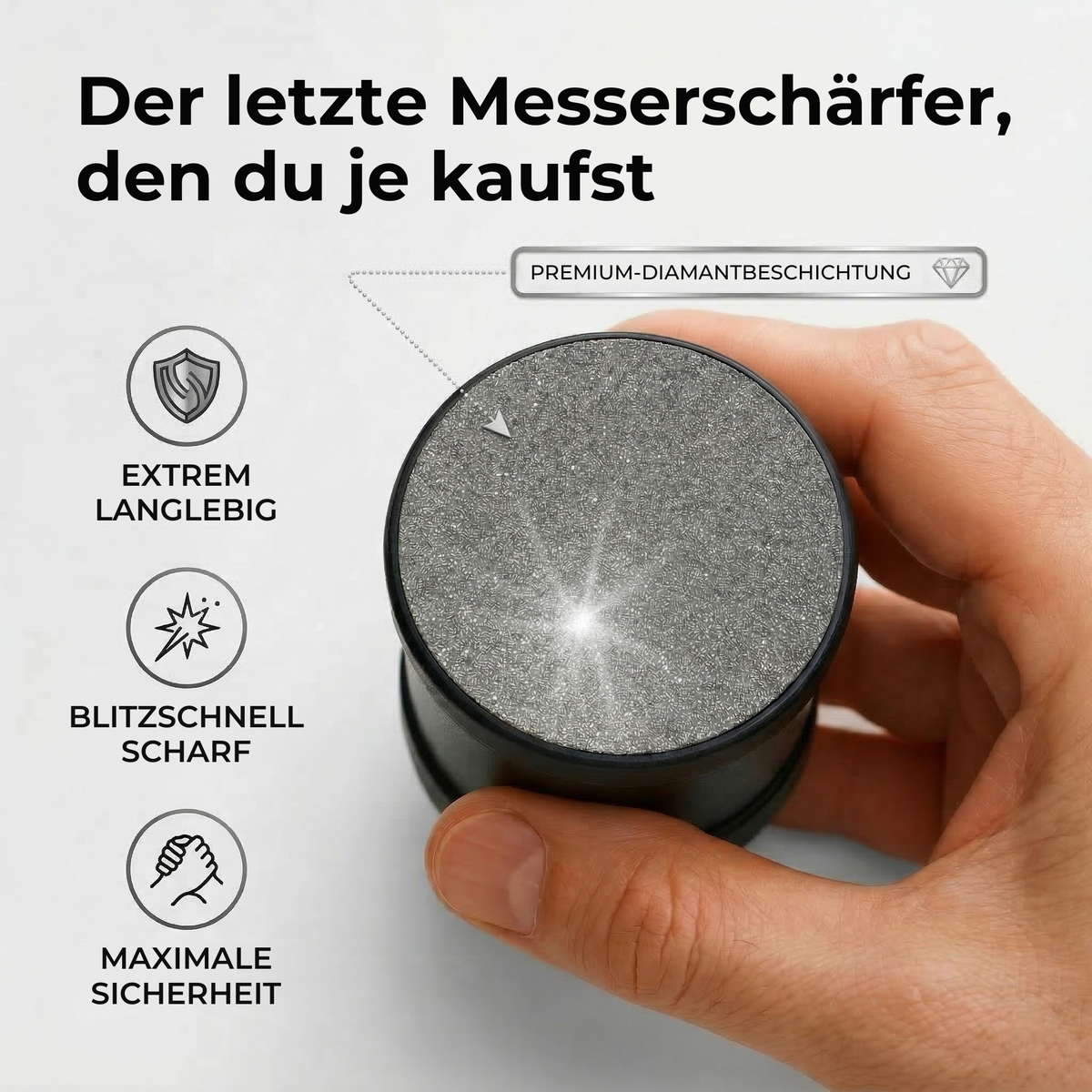 Diamantbeschichtete Schleifscheibe in der Hand